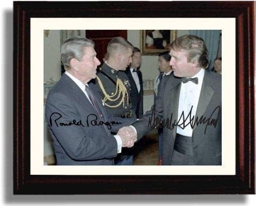 Framed Photo: Ronald Reagan and Donald Trump Autograph Replica Print