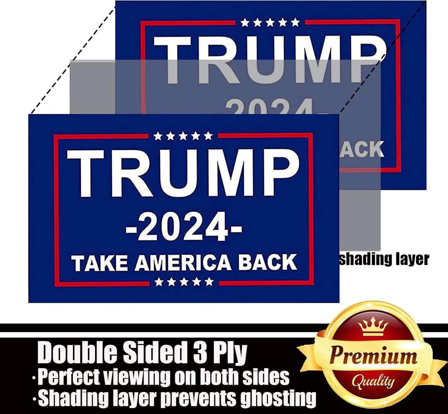 Trump 2024 Flag 3x5 Outdoor Double Sided 3 Ply-Donald Trump Take America Back Flags Vivid Color Clear Pattern Reinforcement Sewing Durable Polyester
