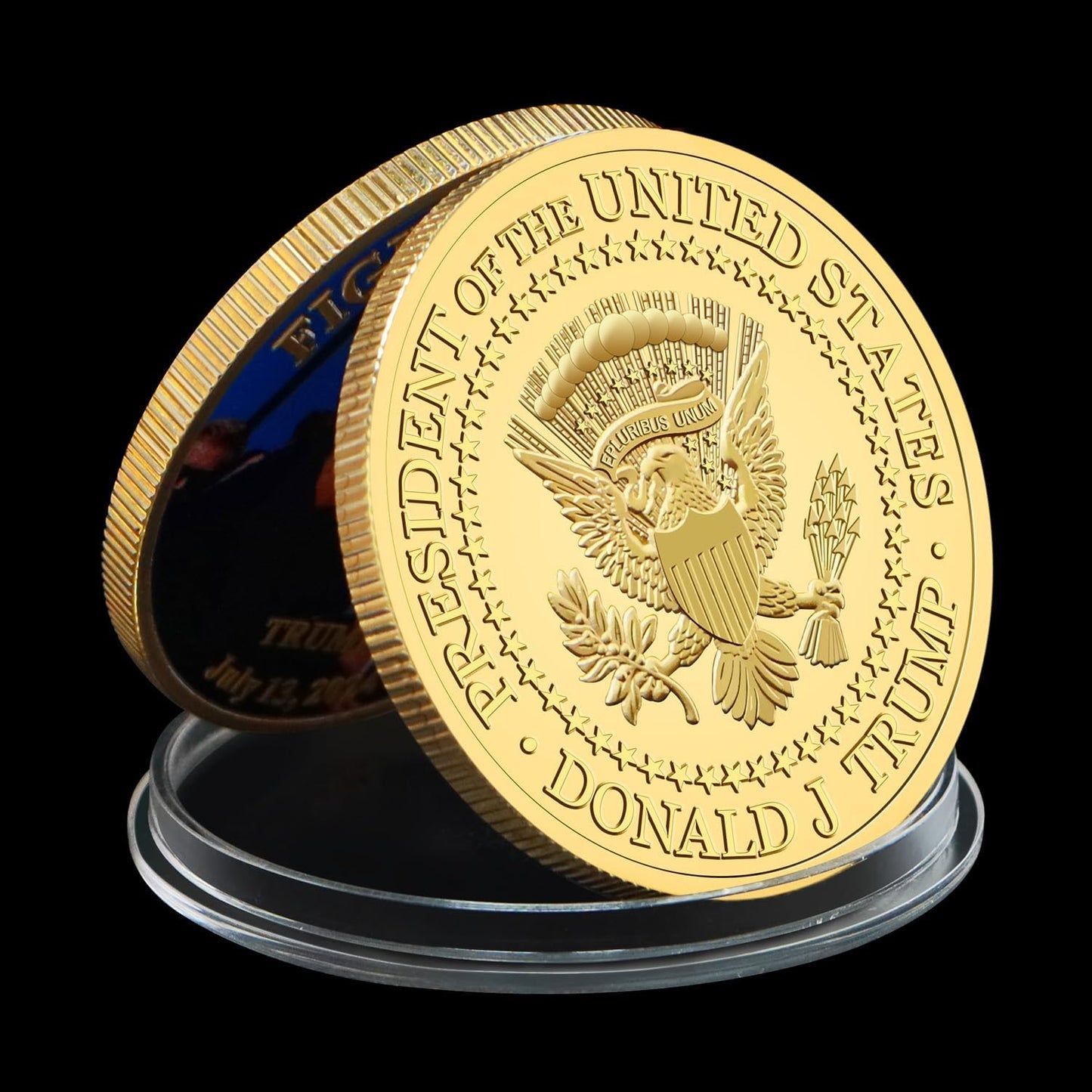 Trump Coin 2024-24kt Gold Plated Trump Fight Coin, Trump Merchandise Commemorating The Trump Shot - Ideal Collectible/Gifts for Trump Supporters,1 pc