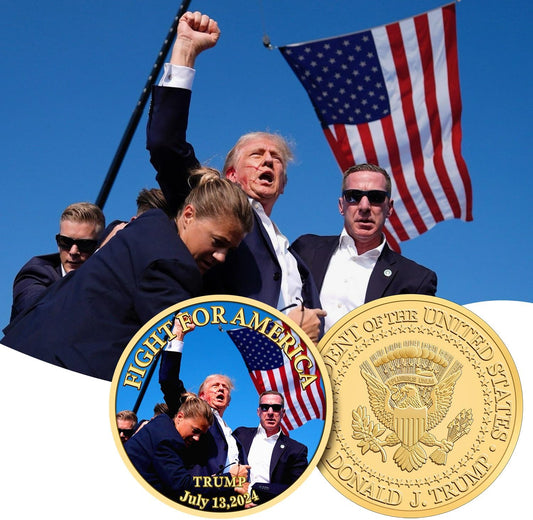 Trump Coin 2024-24kt Gold Plated Trump Fight Coin, Trump Merchandise Commemorating The Trump Shot - Ideal Collectible/Gifts for Trump Supporters,1 pc