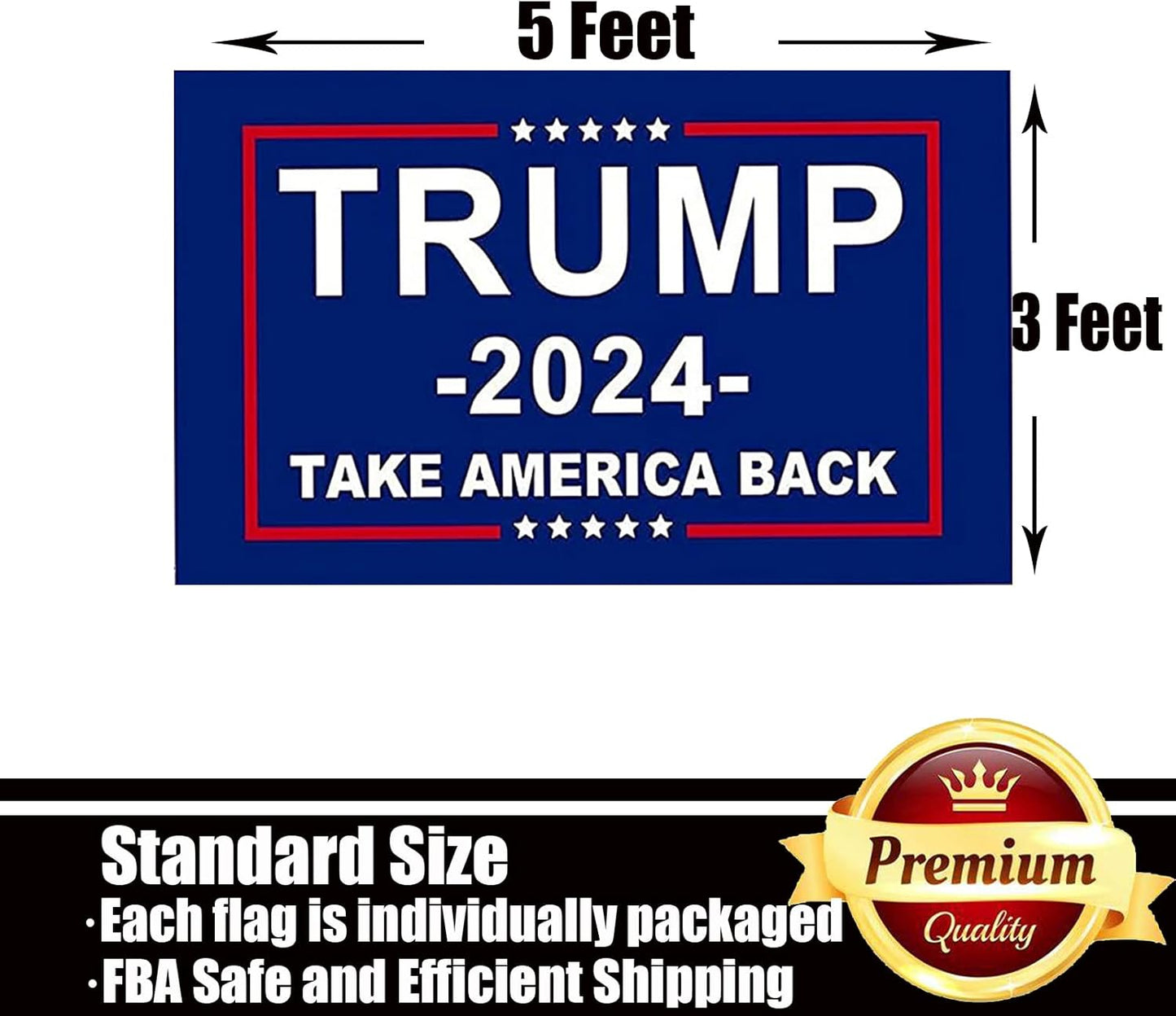 Trump 2024 Flag 3x5 Outdoor Double Sided 3 Ply-Donald Trump Take America Back Flags Vivid Color Clear Pattern Reinforcement Sewing Durable Polyester