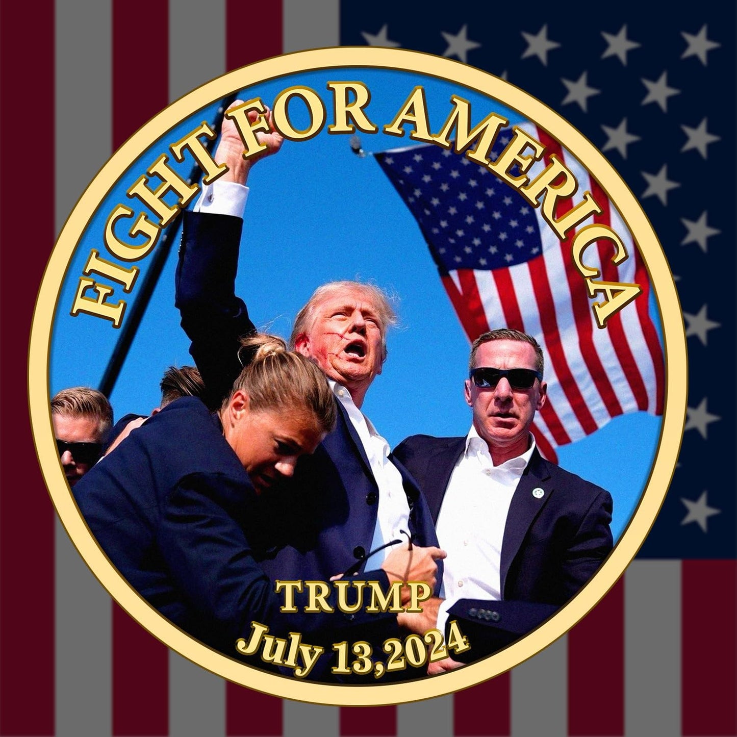 Trump Coin 2024-24kt Gold Plated Trump Fight Coin, Trump Merchandise Commemorating The Trump Shot - Ideal Collectible/Gifts for Trump Supporters,1 pc
