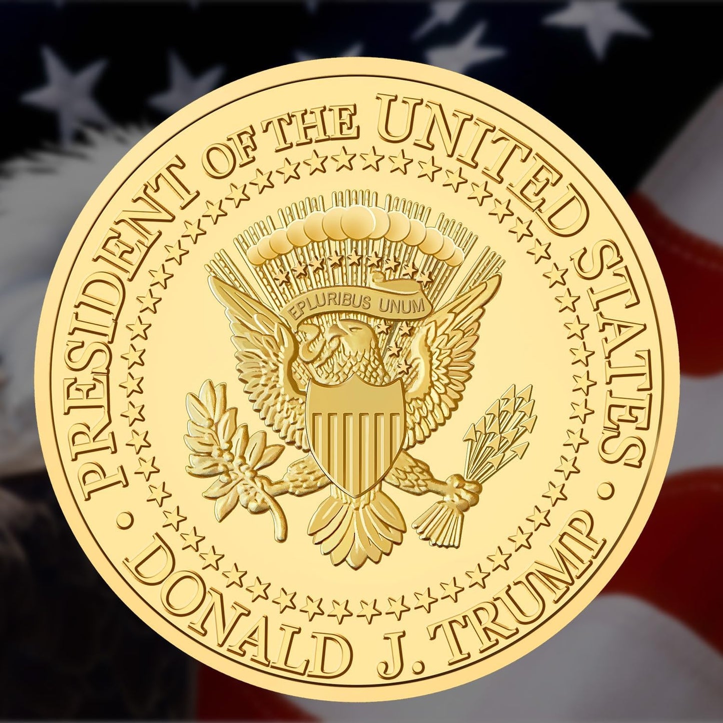 Trump Coin 2024-24kt Gold Plated Trump Fight Coin, Trump Merchandise Commemorating The Trump Shot - Ideal Collectible/Gifts for Trump Supporters,1 pc