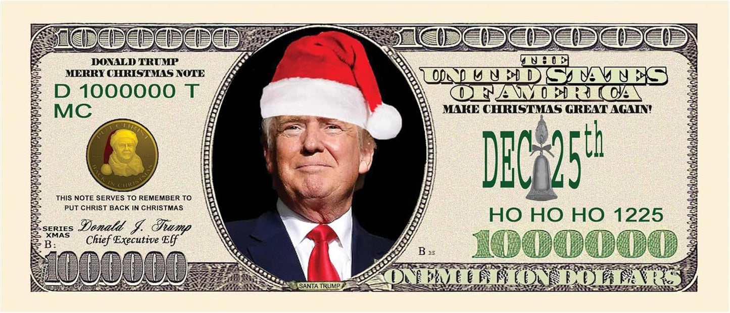 Donald Trump Christmas Million Dollar Bill - Put Christ Back in Christmas - Commemorative Collectors Edition. Stunning Keepsake in Currency Holder. Make Christmas Great Again. Toy, Prank, Gag Gift