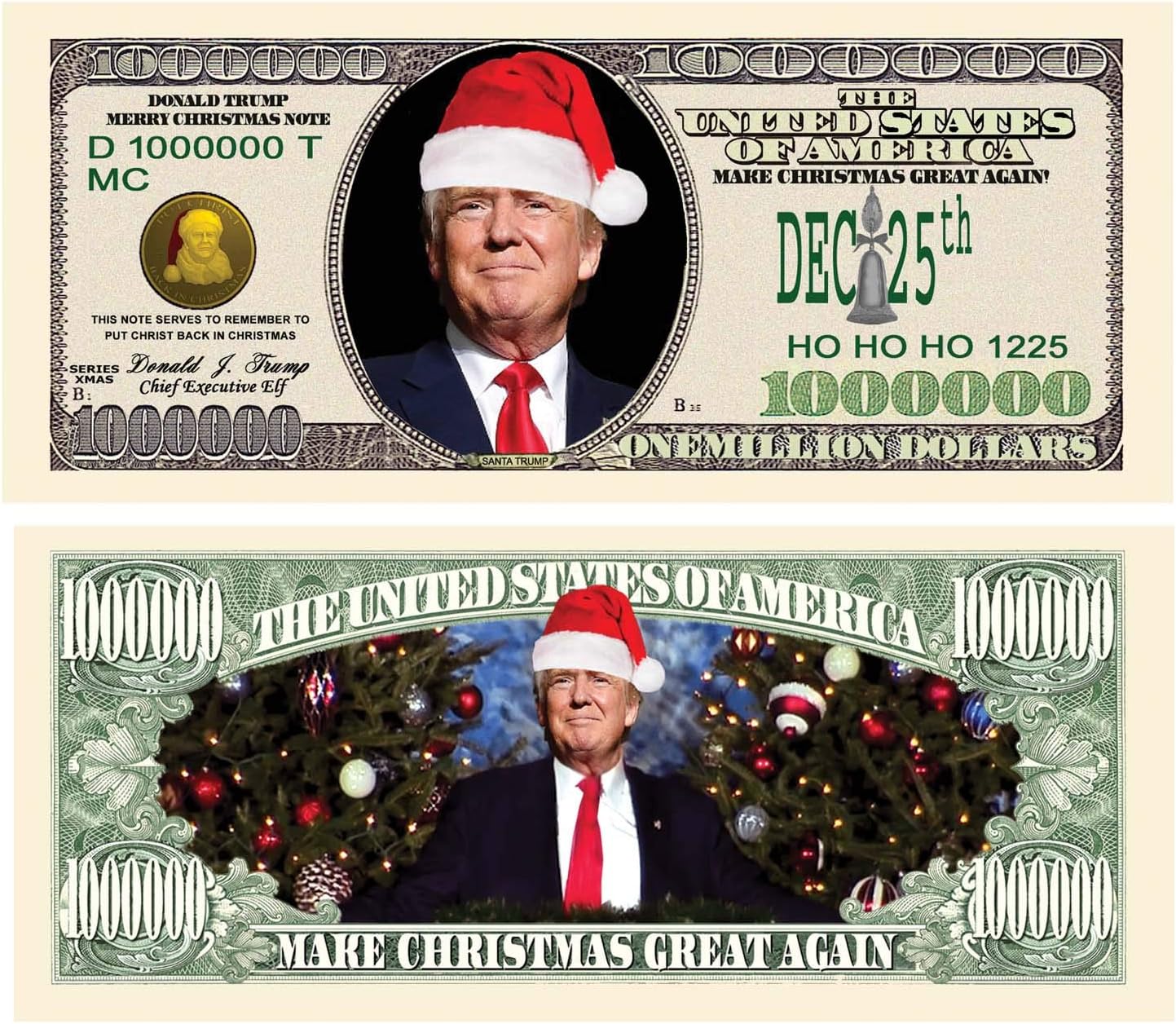 Donald Trump Christmas Million Dollar Bill - Put Christ Back in Christmas - Commemorative Collectors Edition. Stunning Keepsake in Currency Holder. Make Christmas Great Again. Toy, Prank, Gag Gift