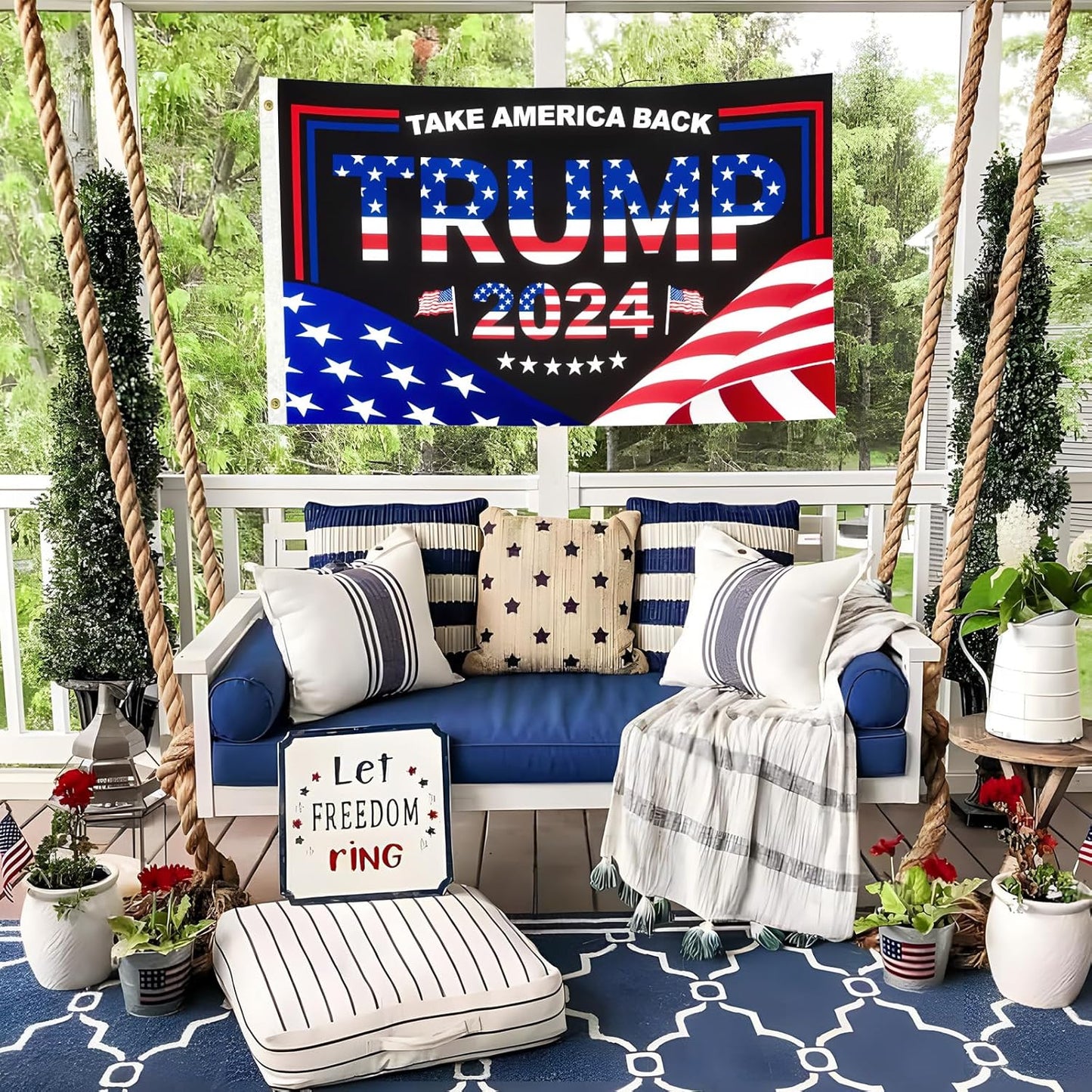 Trump 2024 Flag 3x5 FT President Trump Flag Take America Back Banner Indoor Outdoor 1 Ply With Vivid Patriotic Colors Design UV & Fade Resistant 2 Brass Grommets