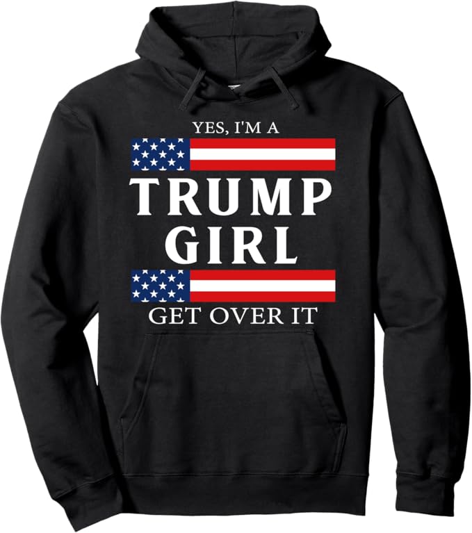 USA Patriotic Proud Trump Girl Vote America Flag Design Pullover Hoodie