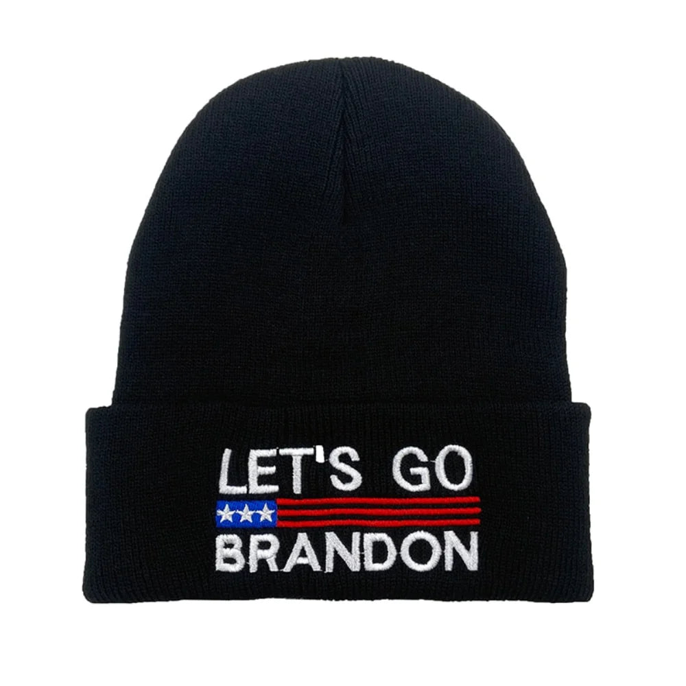 Let's Go Brandon Knit Skull Cap Hat Beanie