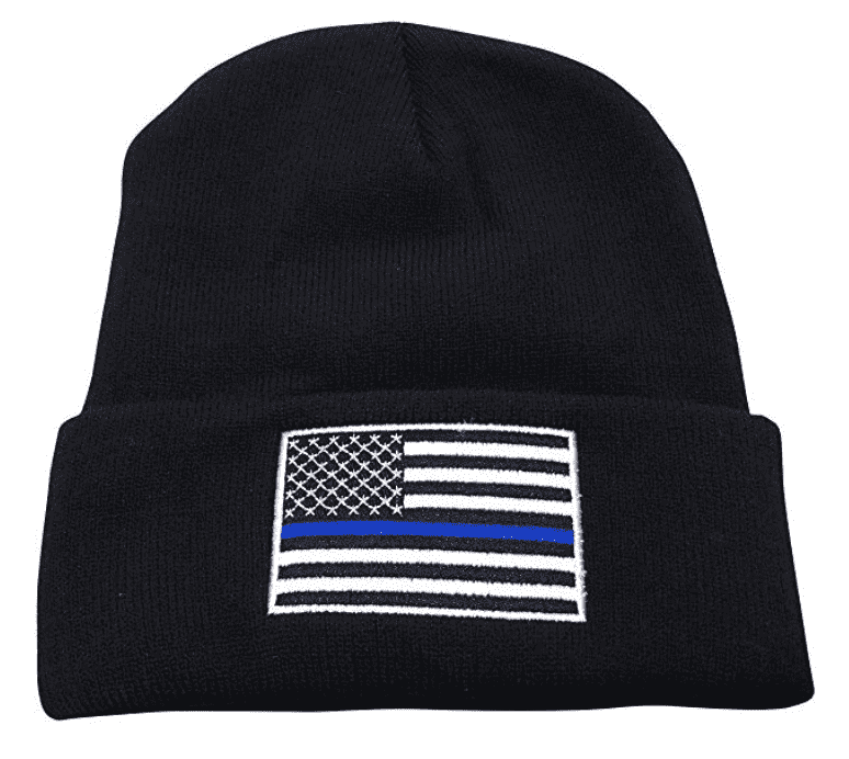 Thin Blue Line USA Flag Knit Skull Cap Hat Beanie Support Police Law Enforcement