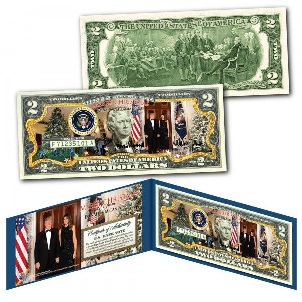 Trump White House Christmas Photo LEGAL TENDER $2 Bill