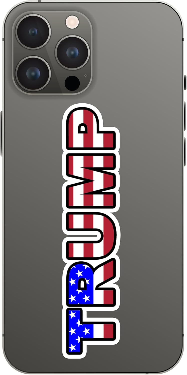 Trump American Flag Sticker - Vinyl Decal USA Stickers United States Marines Navy Patriot Republican (3" x 0.7" (3 Pack))
