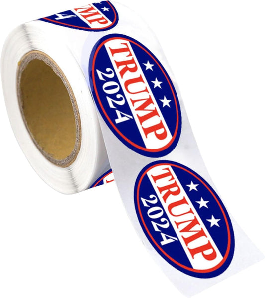 Trump 2024 Oval Shaped Stickers - Express Your Patriotism with Premium Stickers - Make America Great Again - Decals for Laptops, & Water Bottle (1 Roll – 250 Stickers)