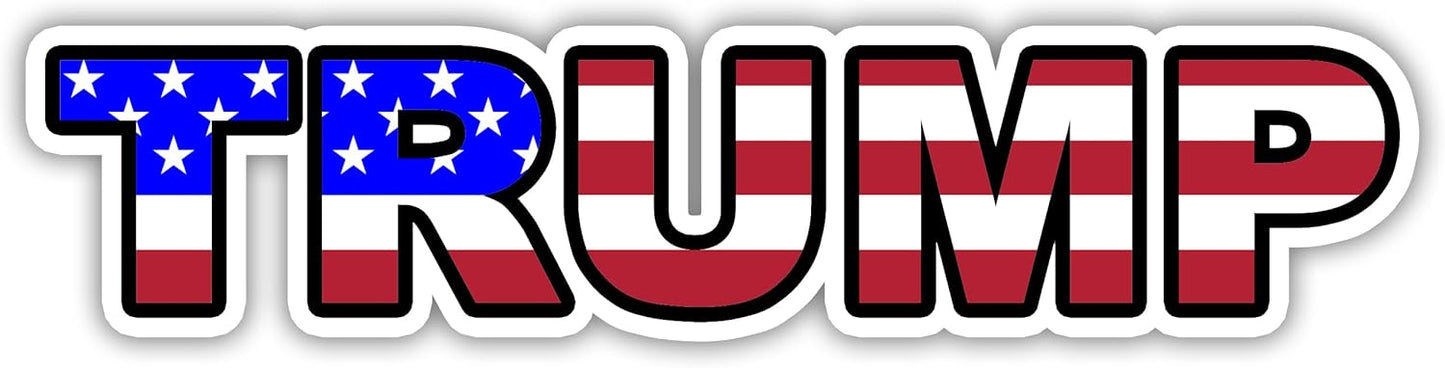 Trump American Flag Sticker - Vinyl Decal USA Stickers United States Marines Navy Patriot Republican (3" x 0.7" (3 Pack))