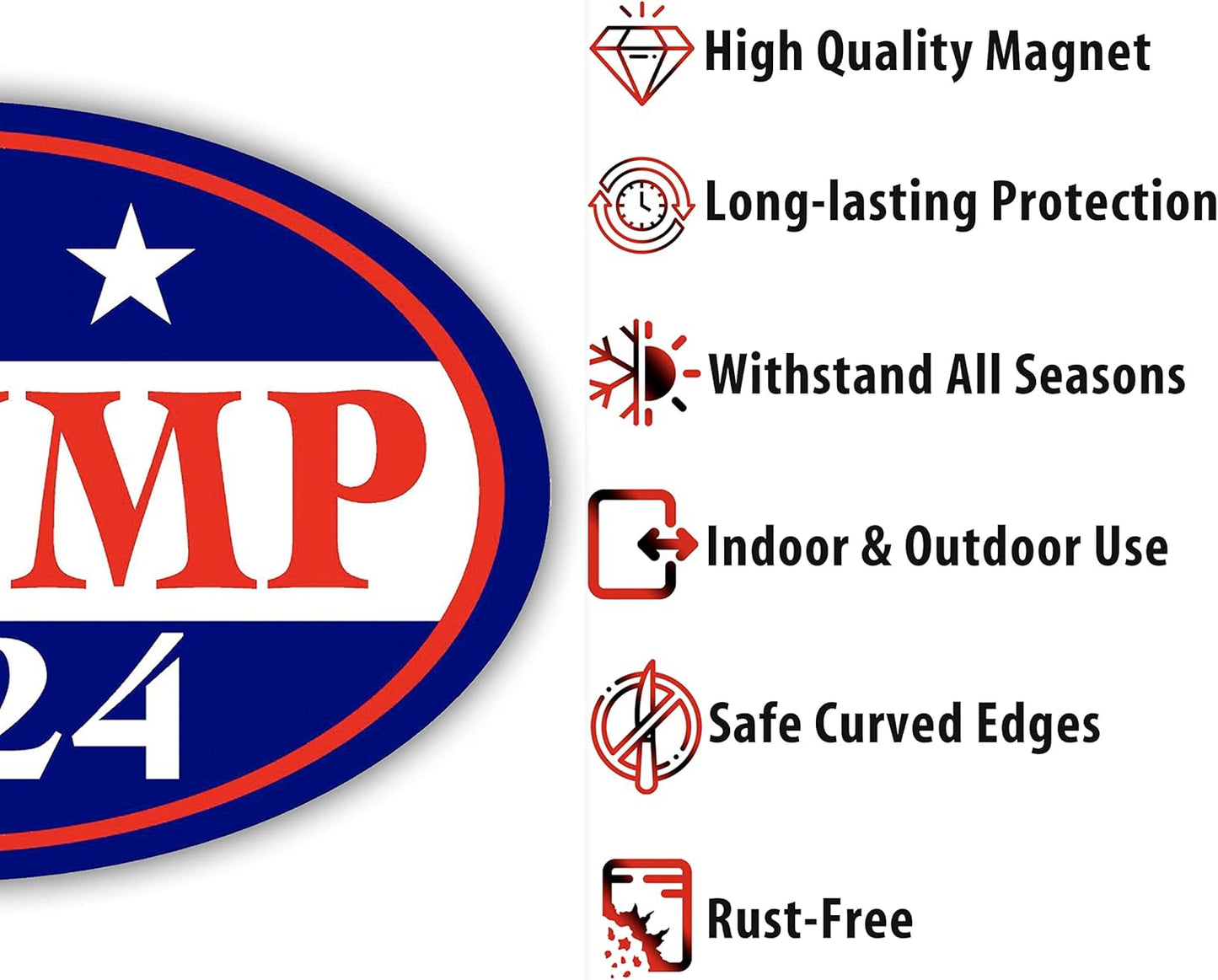 Donald Trump 2024 Magnetic Political Bumper Stickers for Cars - Political Decals for Car, Car Decals Bumper Sticker, Republican Sticker for Cars, Magnet Sticker, Car Stickers and Decals - 3.5" x 5.5"