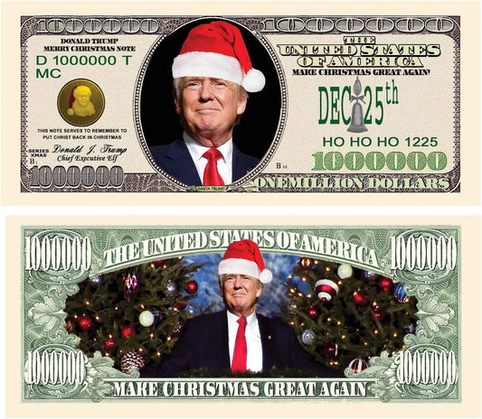 Donald Trump Christmas Million Dollar Bill - Put Christ Back in Christmas - Commemorative Collectors Edition. Stunning Keepsake in Currency Holder. Make Christmas Great Again. Toy, Prank, Gag Gift