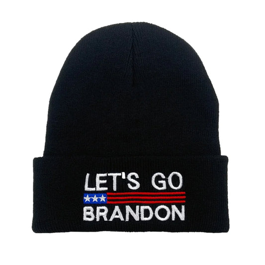 Let's Go Brandon Knit Skull Cap Hat Beanie