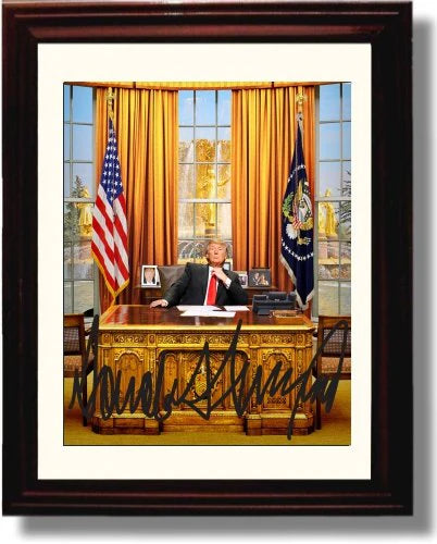 8x10 Framed Donald Trump Gold Oval Office Autograph