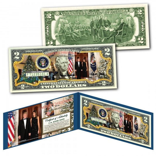 Trump White House Christmas Photo LEGAL TENDER $2 Bill
